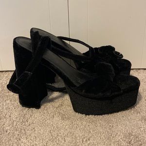 ASOS Velvet Ankle Wrap Platform Heels Size 10